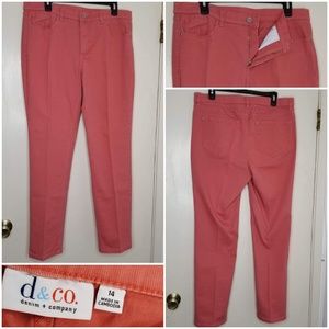 Denim & Co. Dark Coral High Rise Straight Leg S/14